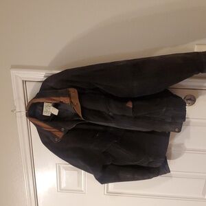 Ash Creek Vintage brown Suede Leather Coat Men's XL Flaw zip